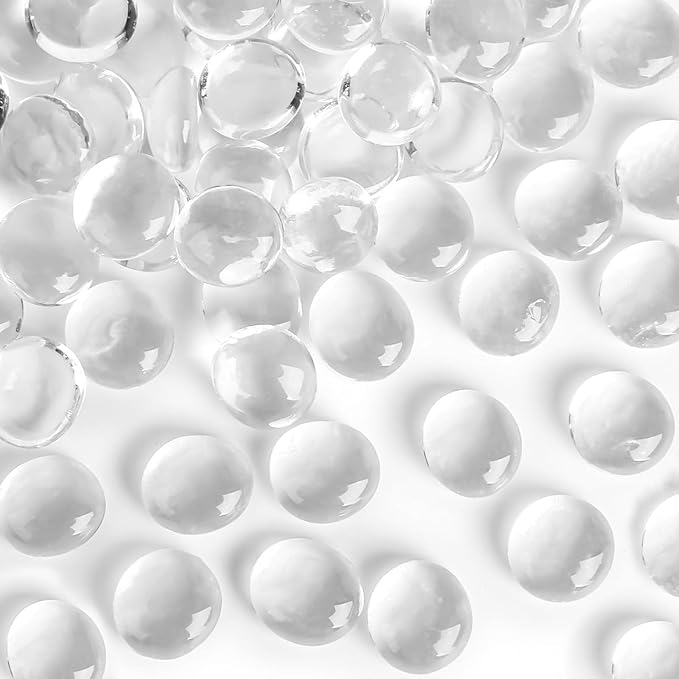 FUTUREPLUSX 1Lb Flat Glass Marbles, Decorative Glass Pebbles, Rocks Fish Tank by FuturePlusX