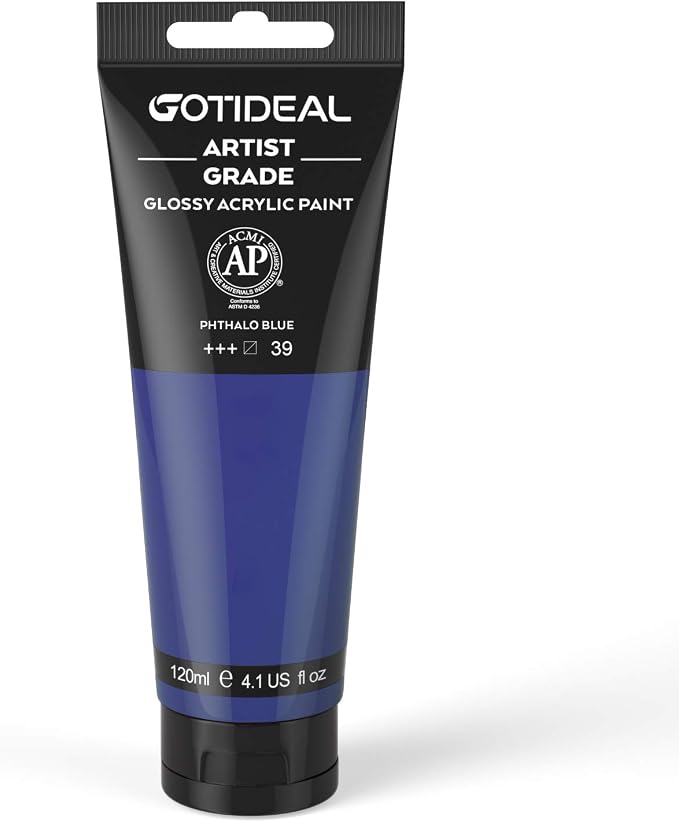 GOTIDEAL Acrylic Paint Phthalo Blue Tubes Non Toxic Non Fading, Rich Pigments by GOTIDEAL