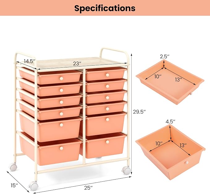 BECOMFORT 12-Drawer Rolling Cart - Image 2