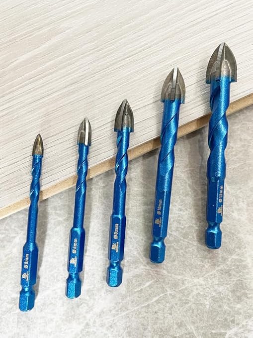Masonry Drill Bit BRSCHNITT 10pcs Carbide Tips Concrete Drill Bit Set for Pots Bottles Ceramic Tile Glass Brick Ceramic Hex Shank