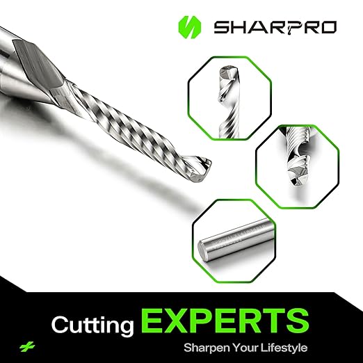 1/4 Inch Shank Single Flute (O Flute) Cutter Carbide Spiral Router 1/8 Inch Cutting Diameter Carbide Single Flute CNC Router Bit, Ideal for Aluminum, Plastic, Acrylic, Wood, MDF and PVC (3PCS)