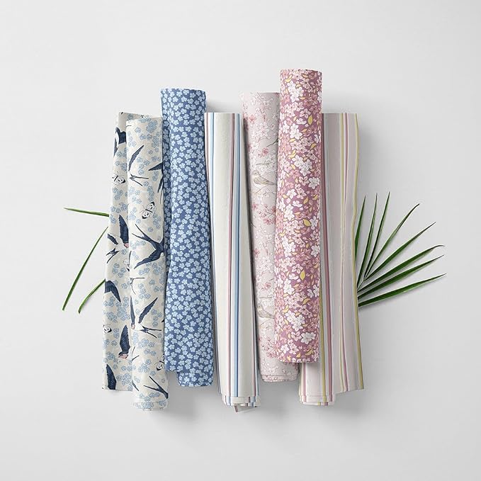 Patchwork Fabric Panel 100x155 cm, 100% Cotton Satin, 6 Coordinated Floral & - Image 3