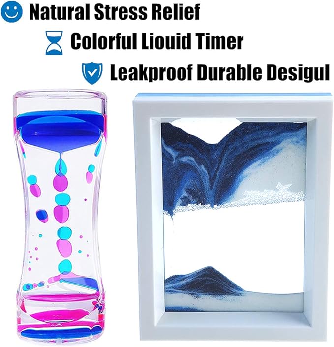 FKYTION Liquid Motion Bubbler Timer and Moving Sand Art Picture 2 Pack Colorful - Image 2