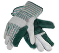 Galeton 2414-L Heavy Shoulder Leather Double Palm Gloves, Safety Cuff, Large, Green Stripe (Pack of 12)