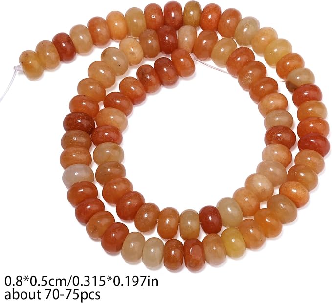Songxi 5x8mm Natural Red Aventurine Stone Rondelle Beads, Gemstone - Image 2