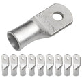 SELTERM 10pcs 1/0 AWG-1/4 Stud Tinned Copper Wire Lugs, Heavy Duty Cable Ends, 0 Gauge Ring Terminals, UL Battery Lugs Marine Grade Copper Eyelets Electrical Terminal Connectors