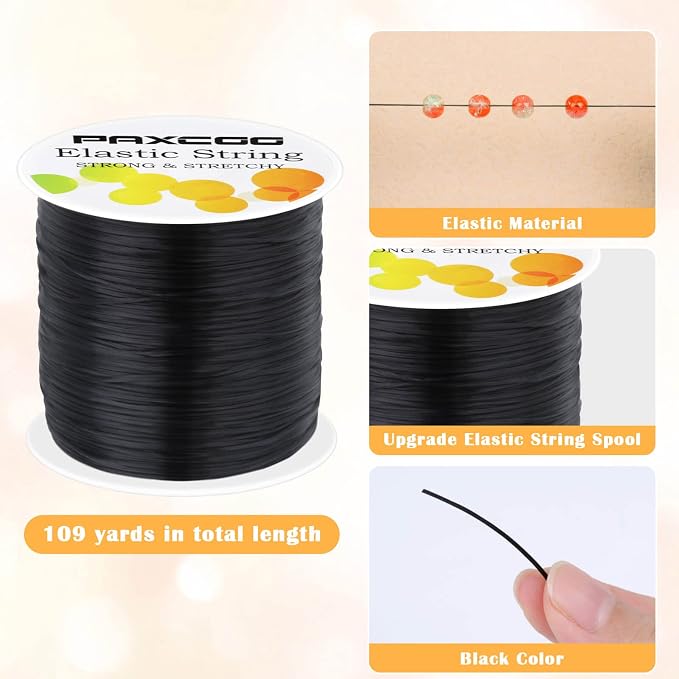 Black Elastic Stretchy String, Paxcoo Stretch Bead Cord - Image 3