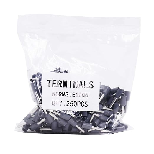 Fidioto AWG18 Wire Ferrules Terminals, 250pcs AWG18 Terminal Connector Wire Insulated Cord Pin Ends Terminals for Electric, Industrial, Chemical Industry, Power Control System, etc.