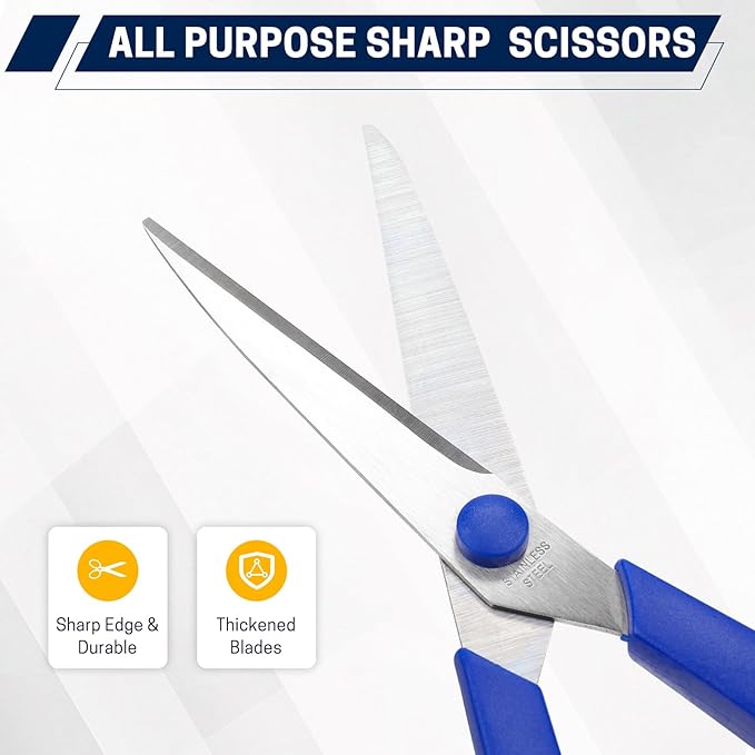 36 Packs 8" Multipurpose Scissors, Ultra Sharp Blade Shears, Comfort-Grip - Image 4