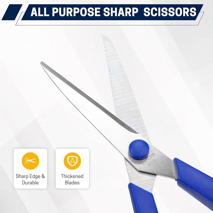 BURVAGY 8" Multipurpose Scissor Bulk 48 Pack, Comfort Grip Handles Ultra Sharp - Image 4
