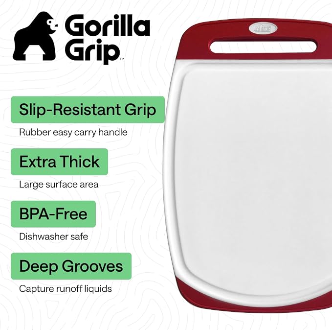 GORILLA GRIP BPA-Free Reversible Kitchen Cutting Board Set of 3, US Designed - Image 2