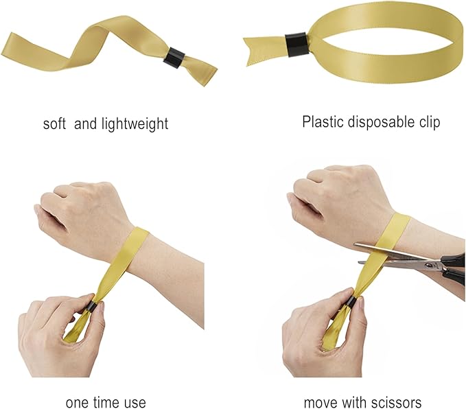 100 Pack Wrist Bands|Gold Wristbands for Events|Wristbands for Concerts Festival Admission Party|13.78” x 0.59”