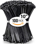 ALBO Zip Ties Black 10 Inch 100 Pack 50 lb, Long Plastic Cable Ties Thick 0.19 Inch Tie Wraps Heavy Duty UV Resistant Nylon Wire Ties for Indoor and Outdoor