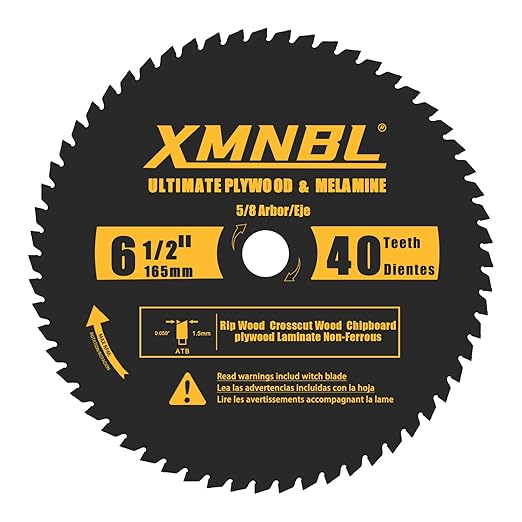 6-1/2 Inch Circular Saw Blade 40 Teeth,6-1/2 Saw Frame Ultra Fine Finish Circular Saw Blade,Compatible with for DEWALT,Makita,Skil Circular Saw,for Cutting Lumber,Plywood Material,5/8 Inch Arbor
