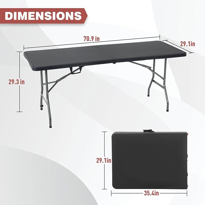 FDW Folding Half Portable Foldable Table - Image 3