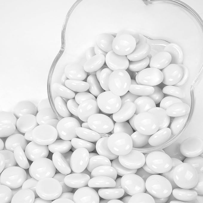 10LB White Flat Glass Marbles for Vases, Gemstone Beads Vase Filler Decorative - Image 5