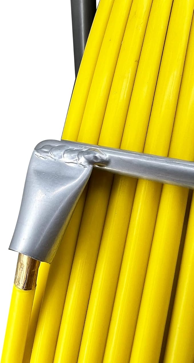 8MM 150M Fiberglass Duct Rodder Conduit Fish Tape Cable Puller Electrical Wire Puller Fiberglass Running Rod Wheel with Cage