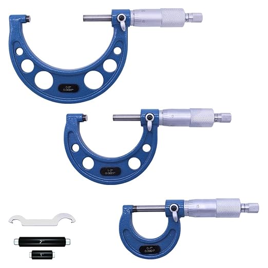 Outside Micrometer Set 0-3" - BEGOOTION High Quality Outside Metric Micrometer,0.0001" Graduation Premium Precision Machinist Tools 3Pcs