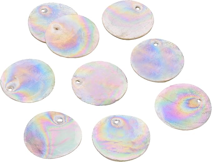 SUNNYCLUE 1 Box Shell Charms AB Color Flat Round Natural Capiz Seashell Slice by SUNNYCLUE