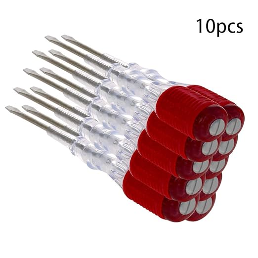 Fielect 10pcs Voltage Tester Voltage Detector Pen Circuit Tester Tool Steel Batch Slotted Test Pencil JRDB-859 AC/DC 100-500V Clear