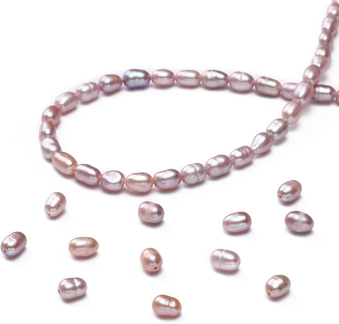 Natural Pearl Beads Rice 4-5mm Purple Freshwater Cultured Loose Gemstone Beads for DIY Jewelry Making 13.8''/Strand HQ