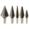 Aleric Step Drill Bit Set - 5 Pcs High Speed Steel Titanium Step Drill Bits, Step Bits for Metal,Wood,Plastic, Step Bit, Multiple Size Hole Cutting Drilling Cone Unibit Step Drill Bit for DIY Lovers