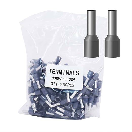 Fidioto AWG12 Wire Ferrules Terminals, 250pcs AWG12 Terminal Connector Wire Insulated Cord Pin Ends Terminals for Electric, Industrial, Chemical Industry, Power Control System, etc.
