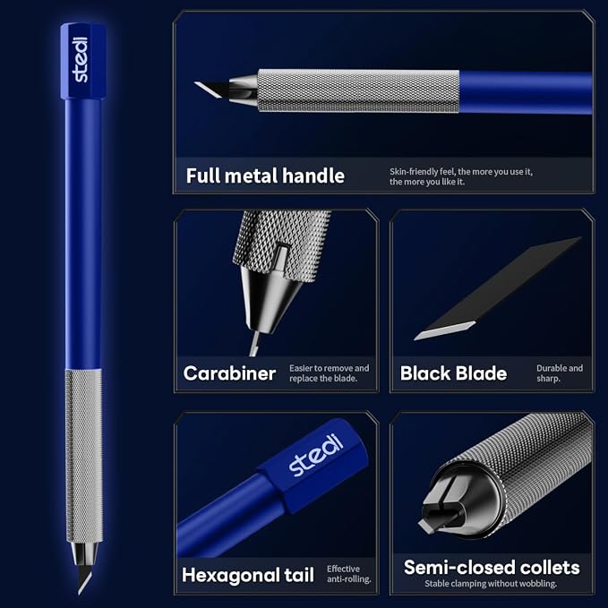 Stedi All Metal Craft Hobby Knife Kit, Model Hobby Making Tools | Precision - Image 5