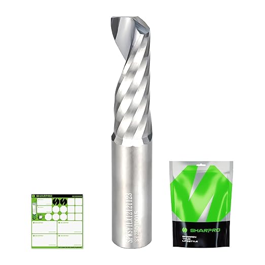 1/2 Inch Shank Single Flute (O Flute) Cutter Carbide Spiral Router 1/2 Inch Cutting Diameter Carbide Single Flute CNC Router Bit, Ideal for Aluminum, Plastic, Acrylic, Wood, MDF and PVC