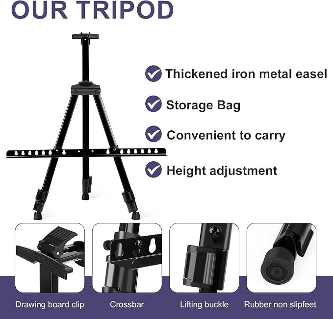 AROIC 6 Pack Painting Display Easel Stand Portable Adjustable Metal Tripod - Image 4