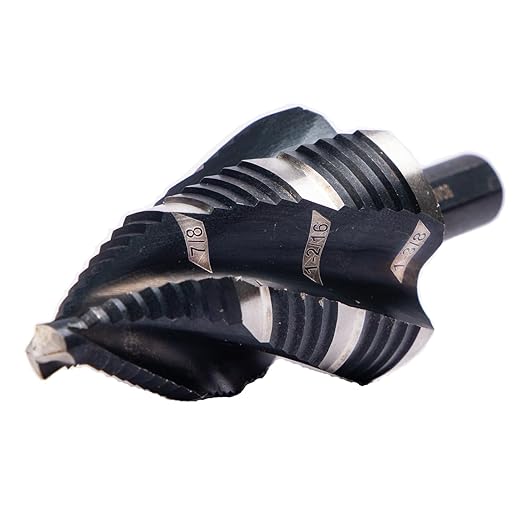 Four Spiral Flute M35 Cobalt Step Drill Bit Set 1/4" - 1-3/8"(19 Sizes),Impact Ready Four Flute Step Drill Bit,3/8" 3-Flat Shank Step Bits for Hole Drilling Cutting on Metal, Steel, Aluminum