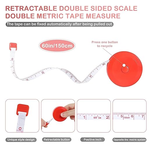 12 | 24 | 36 | 48 | 72 | 96 | 120 Pack Tape Measure,12 Colors Soft Retractable Measuring Tape 60-Inch/150cm, for Body Measuring Tailor Cloth Home Craft Measurements (96 Pack)