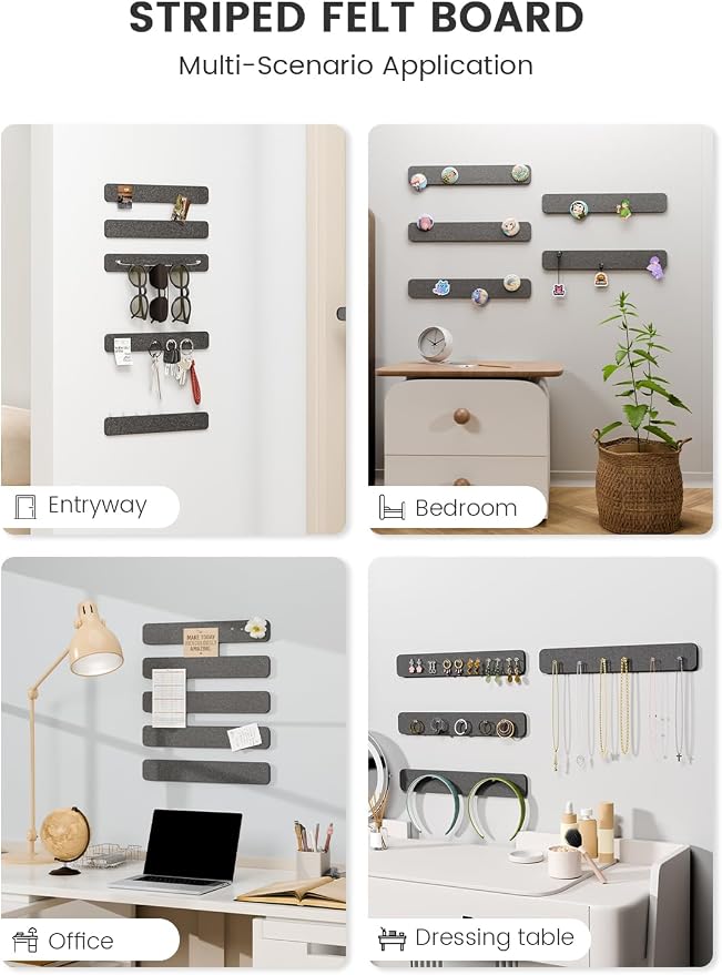 Fluxynara Cork Board Alternative Felt Strip Board 5-Pack 13"x2", Office Pin - Image 6