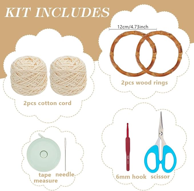 ACRNIGHEET Crochet Bag Kit for Adults Oat Colored Handbag Crochet Kit for - Image 2