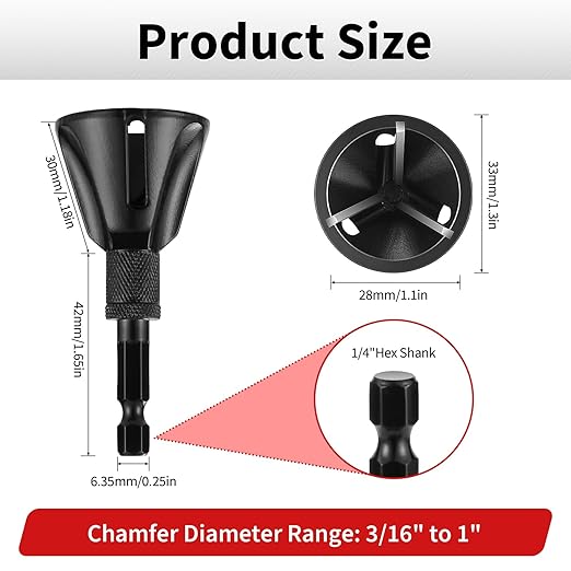 2Pcs PVC Bolt Chamfer Tool Bit, Deburring Tool for Metal, Reamer Thread Burr Tool, Bolt Thread Repair Tool— Fit 3/16'' to 1'' (5mm-25mm)