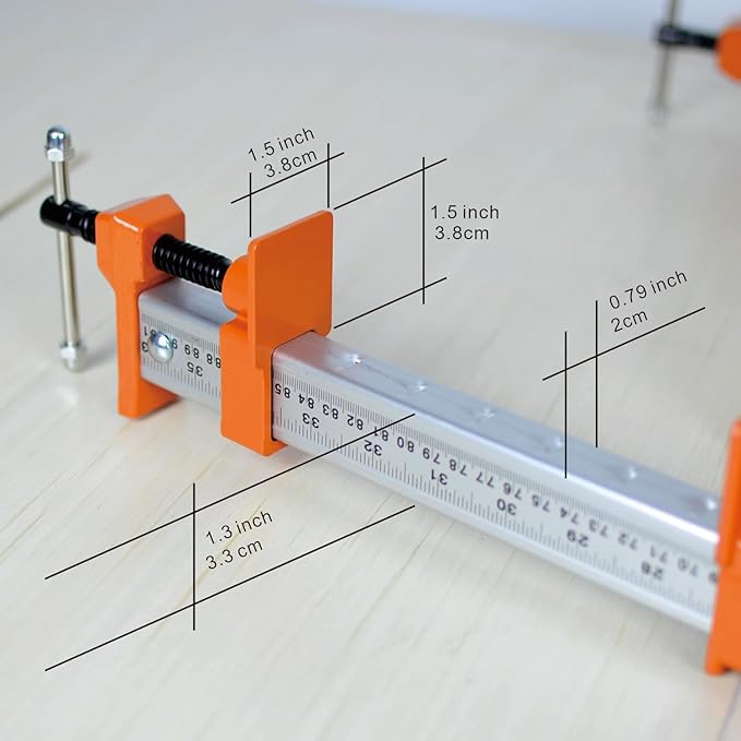 FEIRONG Heavy Duty 24" Bar Clamps 2-Pack - Professional Grade, Quick-Release, 330LB Load Limit, Built-in Ruler, 90° Angled Jaws for DIY Woodworking & Cabinet Installation | Fits 20.5" Work Range