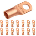 SELTERM 15pcs 1/0 AWG 3/8" Stud - UL Heavy Duty Battery Terminal Connectors, Bare Copper Battery Cable Lugs, 0 Gauge Wire Connectors, Electrical Battery Cable Ends, Ring Terminals Copper Lugs