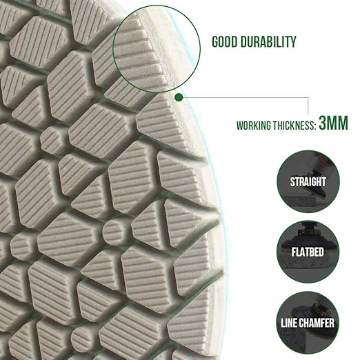 Super Flexible Wet Polishing Pads 4 Inch Diamond Polishing Pads Three 3 Step Polishing Pads for Granite Marble Engineered Stone and Other Natural Stone