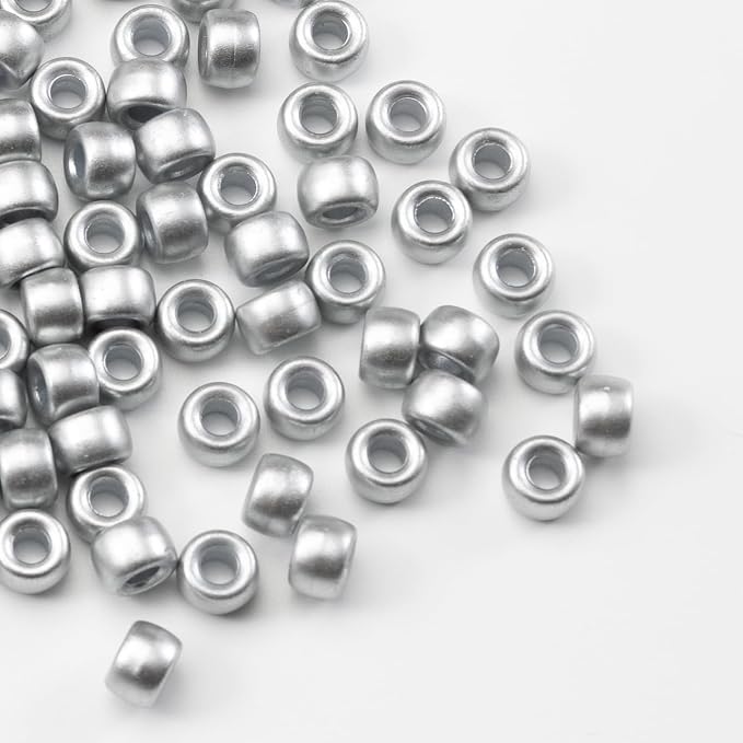 1000 Pcs Acrylic Silver Pony Beads 6x9mm Bulk - Image 3