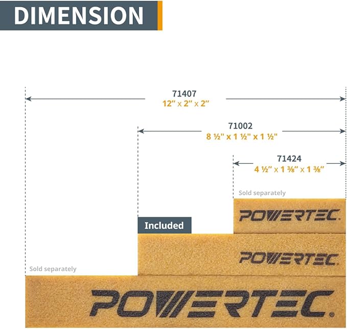 POWERTEC 71002-P4E Abrasive Cleaning Stick for Sanding Belts & Discs 8-1/2" 4PK | Natural Rubber Eraser - Woodworking Shop Tools for Sanding Perfection