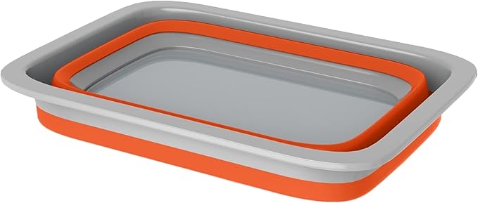 Collapsible Ice Bucket - 10-Liter Portable Outdoor Multi-Use Basin, Dish Tub, and Storage Basket for Camping and Tailgating by Wakeman (Orange)
