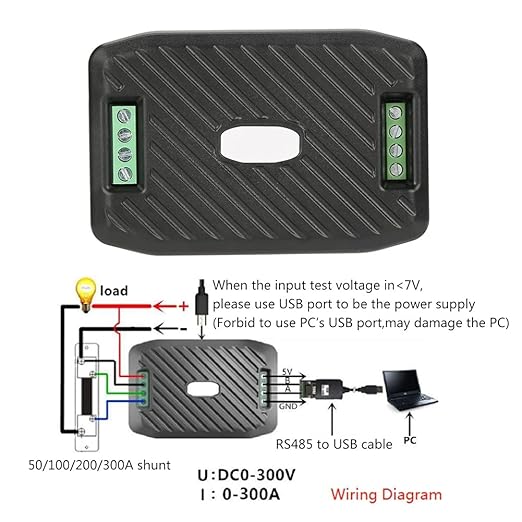 Oumefar DC Voltage Current Power Energy Consumption Meter Communication Module High Precision Power Analyzer with Voltage Measuring Range 0.05-300V (PZEM-017+100A+USB)