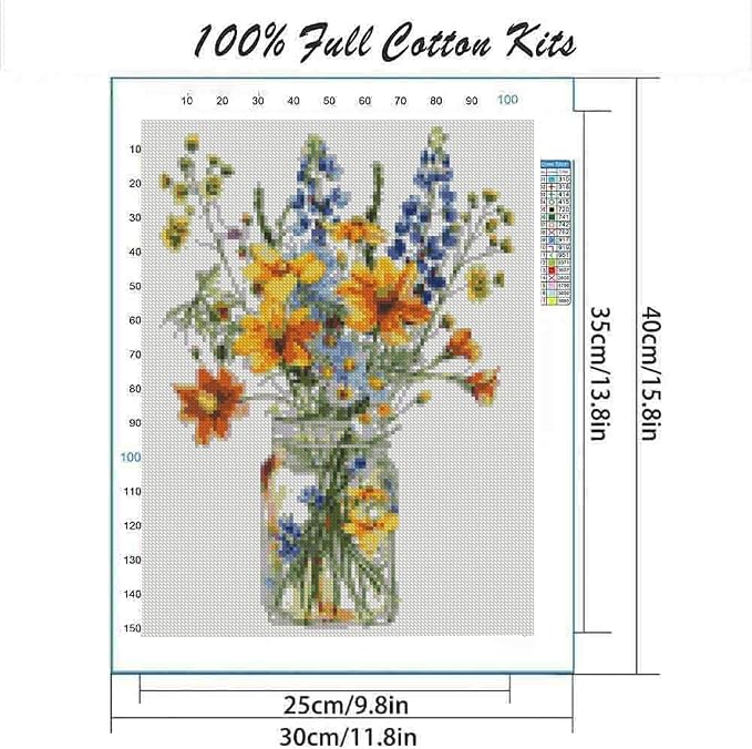 DYAIANGMU Stamping Cross Stitch Kit, Flower Cross Stitch Kit - Image 2