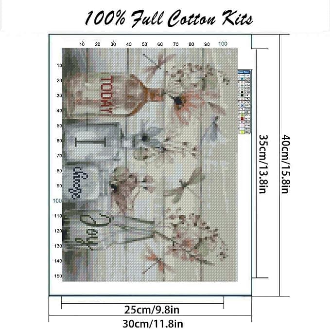 Stamped Cross Stitch Kits for Adults Beginner, Flower Dimensions Needlepoint - Image 2