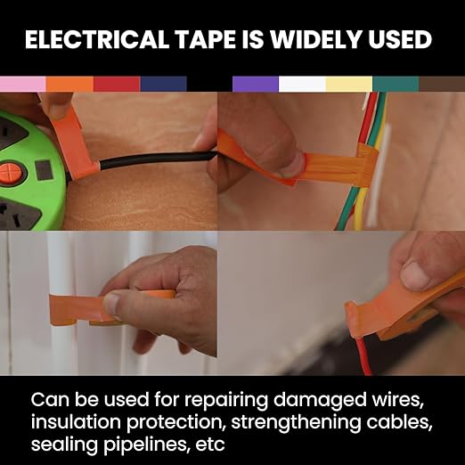 Lichamp 10-Pack Colored Electrical Tape Waterproof, 3/4 in x 66ft, Industrial Grade UL/CSA Listed High Temp Electrical Tape Colors Electric Super Vinyl, 1075C2