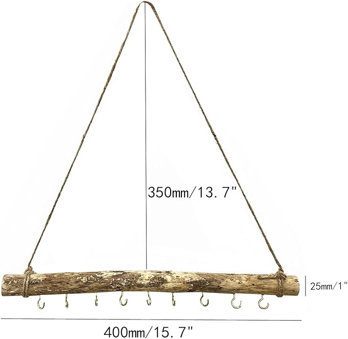 2 Pcs Decorative Floating Wall Shelves Coat Hooks Driftwood Branch Hook Branch - Image 2