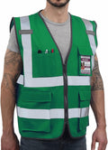 Dib Safety Reflective Vest High Visibility with Pockets and Zipper, Green M