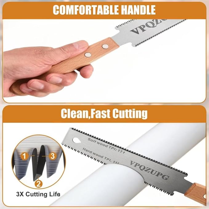 6 Inch Japanese Pull Saw，Hand Saw Woodworking Tools，Wood Handle, Sharp & - Image 5