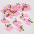 30 Pcs Red Cherry Charms Mini Cute Glass Fruit Beads Charm Acrylic Beaded Charms by SOFISO