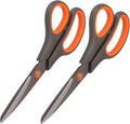 2 Pack 8" Titanium Non-Stick Scissors, All-Purpose Professional Stainless Steel Shears Comfort Soft Grip, Straight Office Craft Scissors for DIY School Home